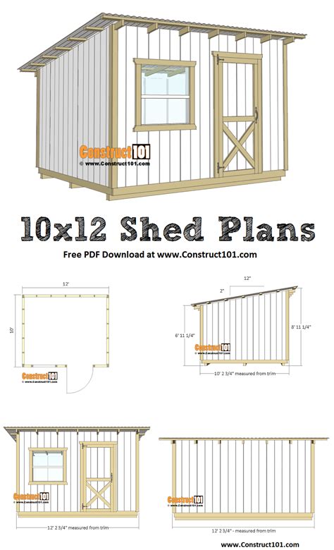 shed backyardshed shedplans 8 ' x 10 ' x 12 ' (width x depth x