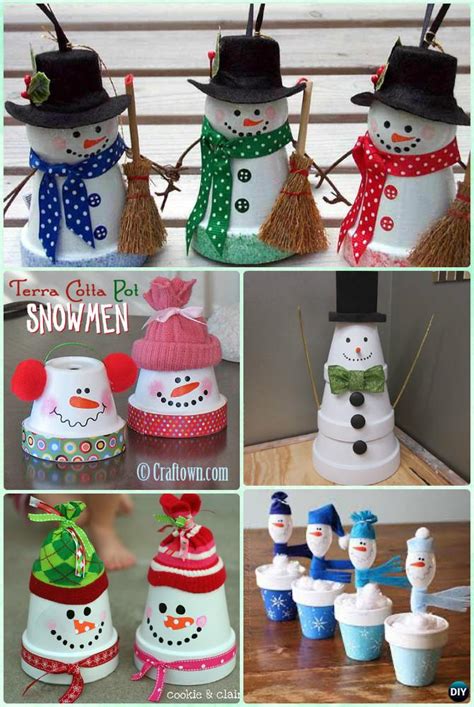 Christmas Decorations with clay pots crafts claypots snowman