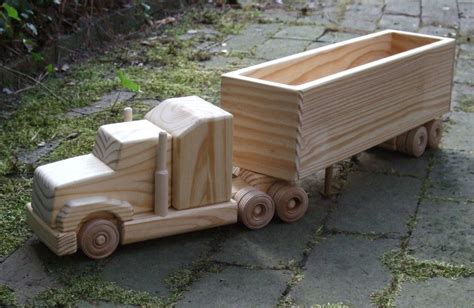 Handmade Wooden Toy Cargo Truck w/Plain Blocks