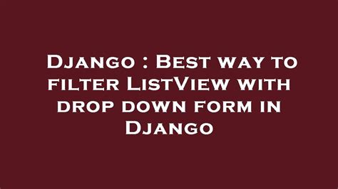 Django Filter In Listview
