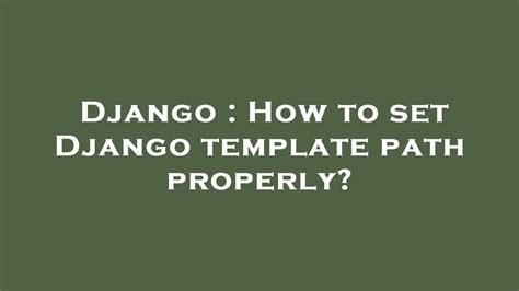 Django Templates Path