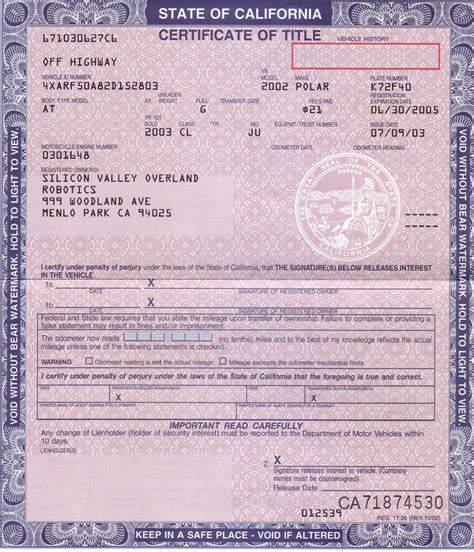 dmv certificate of title form