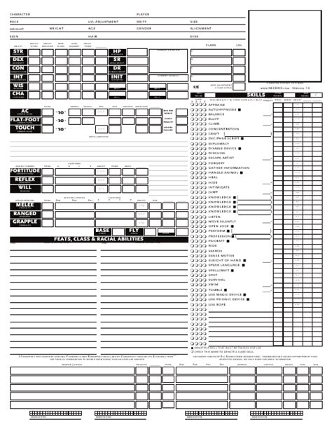 Dnd 3.5 Character Sheet Pdf