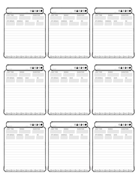 Dnd 5E Printable Spell Templates