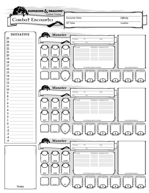 Dnd Encounter Builder 5E Printable