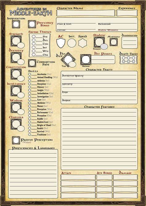 Dnd5E Character Sheet Printable