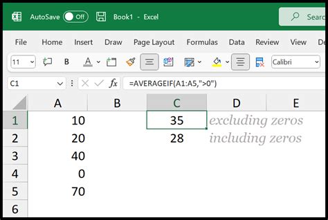do not count 0 in excel