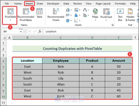 do not count duplicates in excel pivot table