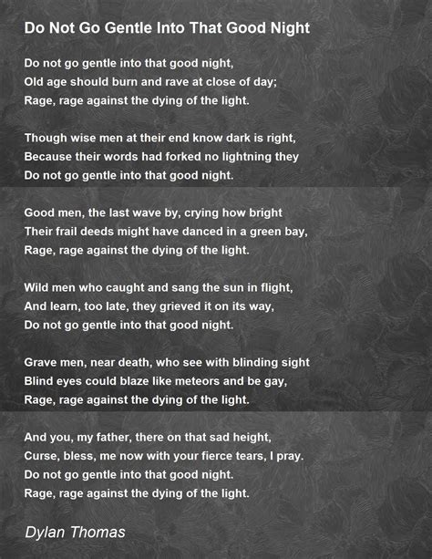 do not go gentle into the night poem