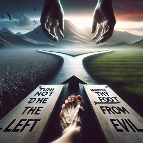 Do Not Turn To The Right Or The Left Keep Your Foot From Evil