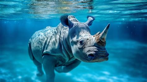 Rhino in water stock image. Image of pool, lake, rhinoceros 49637045