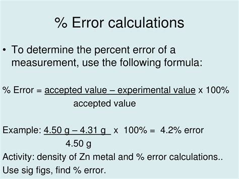do you use significant figures when calculating percent error