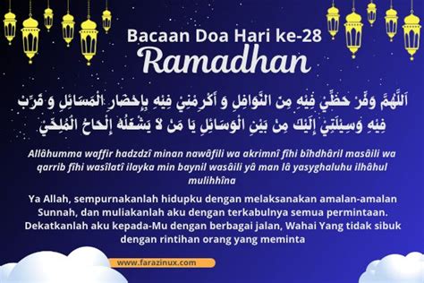 Niat Puasa dan Doa Hari Ke27 dan/ Hari ke28 Ramadhan