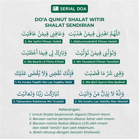 Doa Qunut Witir Ramadhan Latin dan Artinya Sesuai Sunnah