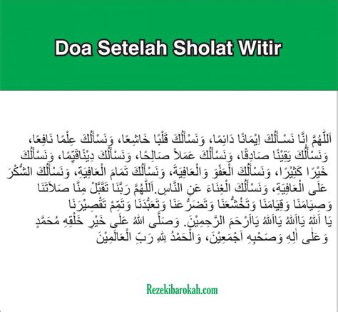 Doa Sholat Tarawih dan Witir Arab Latin Terjemah Paxdhe