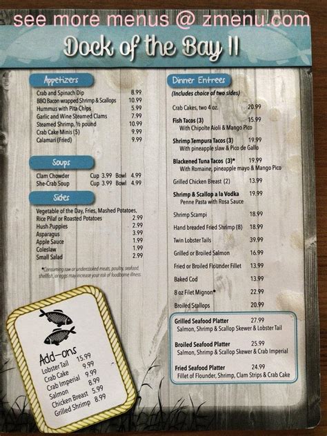 dock of the bay carrollton va menu