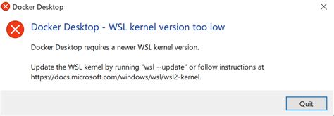 docker desktop wsl kernel version too low