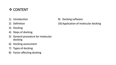 Docking Procedure Definition