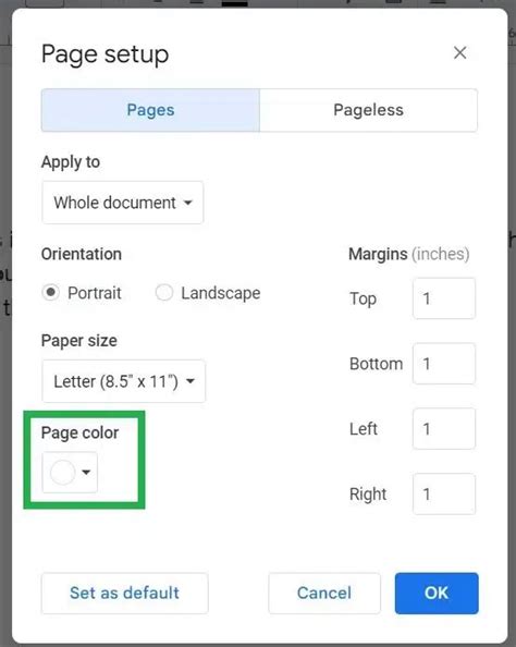 Docs Change Page Color