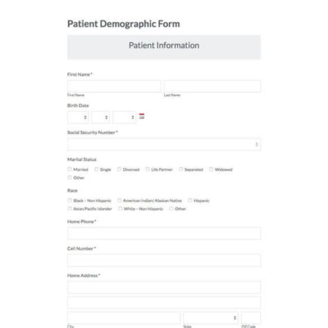 doctors office demographic form template