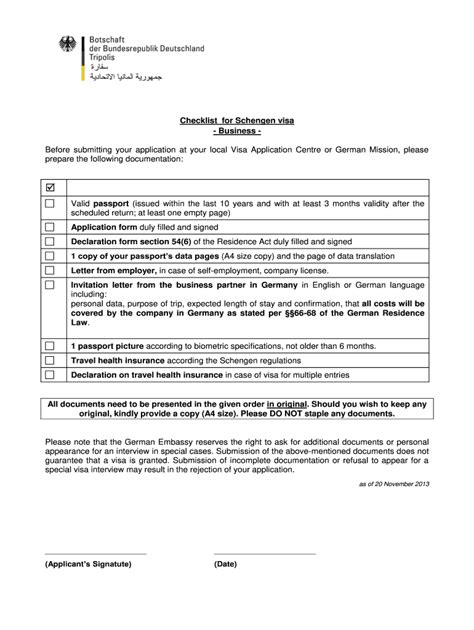 document checklist for schengen visa
