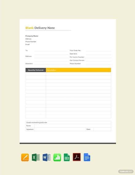 Document Delivery Information Blank