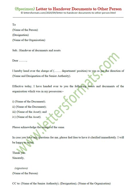 25 New Handover Letter Format Example