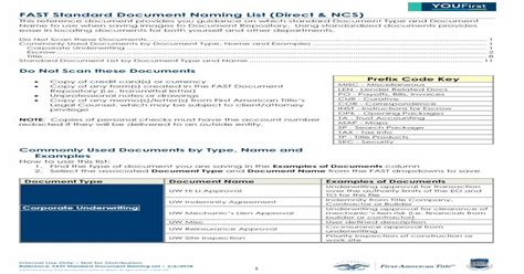 NCS recommended document list