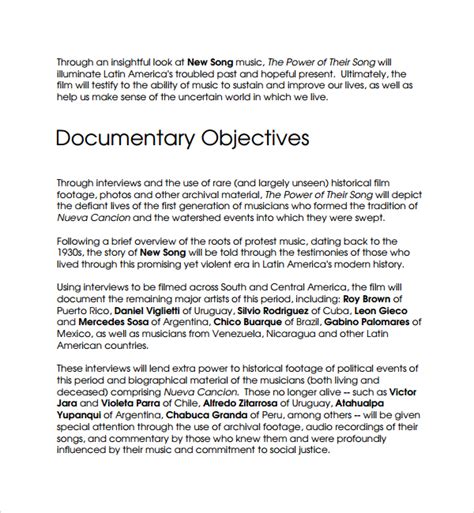 documentary proposal template