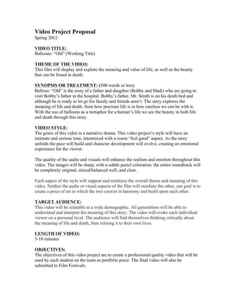 documentary proposal template word