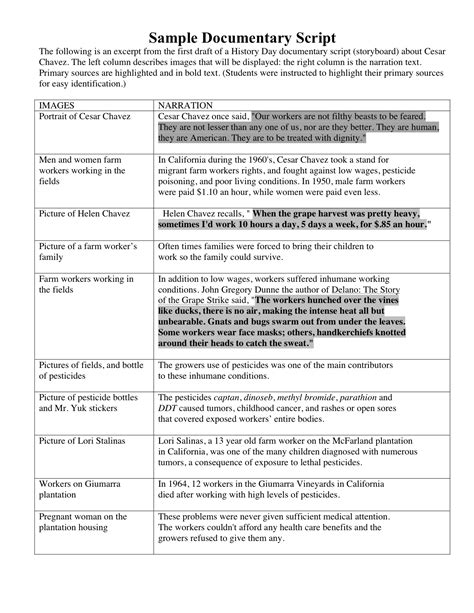 Documentary Script Writing Examples