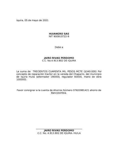 documento cuenta de cobro