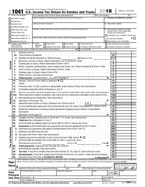 documents needed to file 1041 tax form