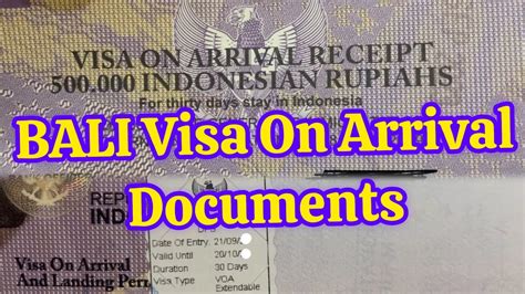 documents required for bali visa on arrival from india