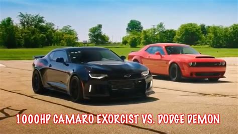 dodge challenger demon vs camaro exorcist