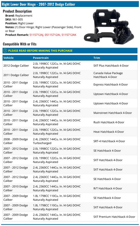 Dodge Caliber Door Hinge Replacement