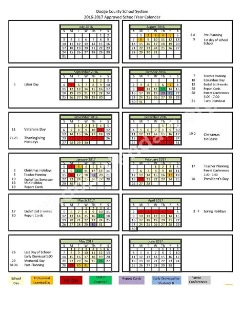 dodge county schools calendar