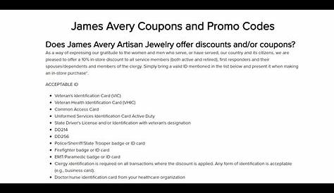 Does James Avery Have A Military Discount?