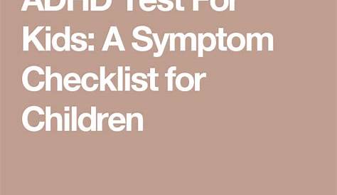 ADHD TEST FOR CHILDREN Age 5 to 16 Years