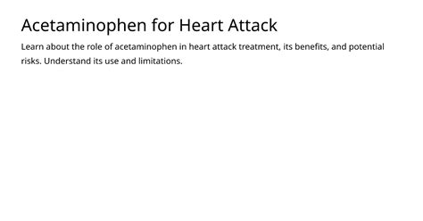 Does Acetaminophen Help Heart Attack