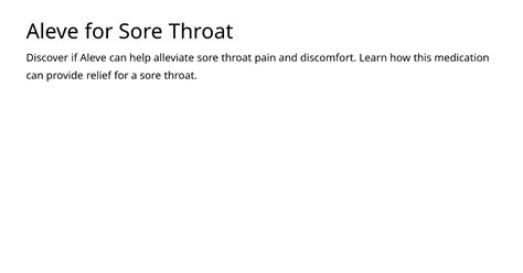 Does Aleve Help Sore Throat