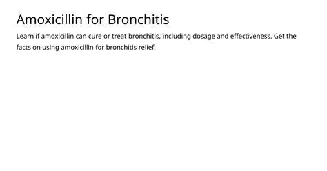 Does Amoxicillin Treat Bronchitis: What You Need to Know About This Common Antibiotic