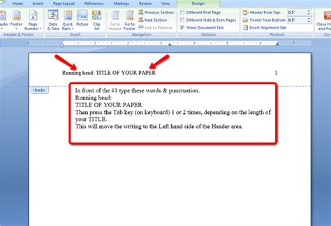 does apa format require a header