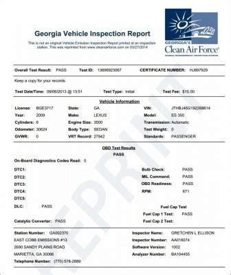 does georgia have vehicle inspections