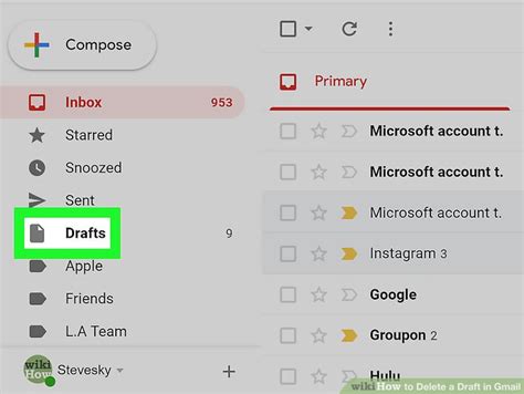 does gmail delete drafts