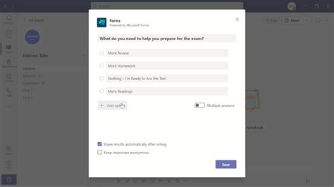 does microsoft teams have a voting function