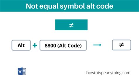 Does Not Equal Symbol Alt Code
