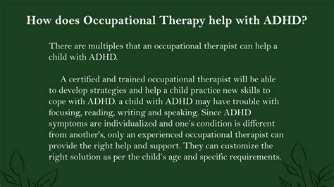 Occupational Therapy Helps ADHD