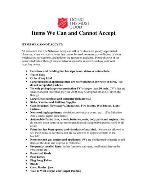 Does Salvation Army Accept Sheets