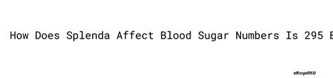 Does Splenda Affect Blood Sugar